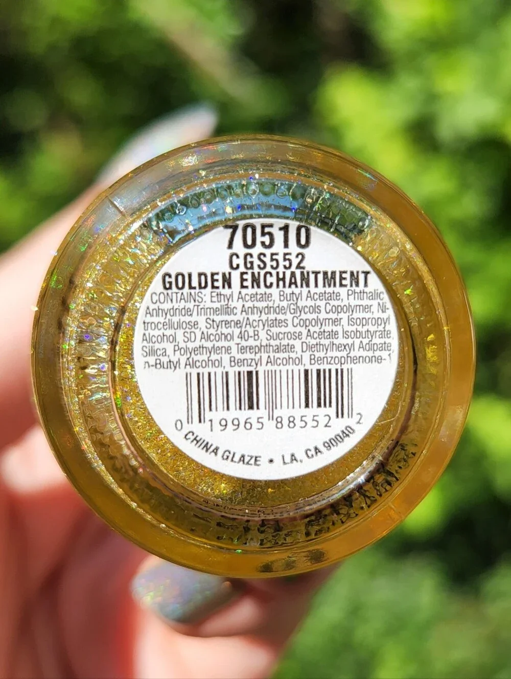 China Glaze 🌈✨ Golden Enchantment Holographic Top Coat Polish - DISCONTINUED - Picture 3 of 8